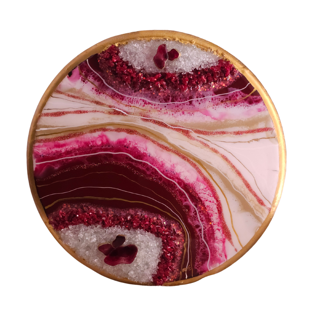 Anahat Kalaa Crimson Geode Wall Art