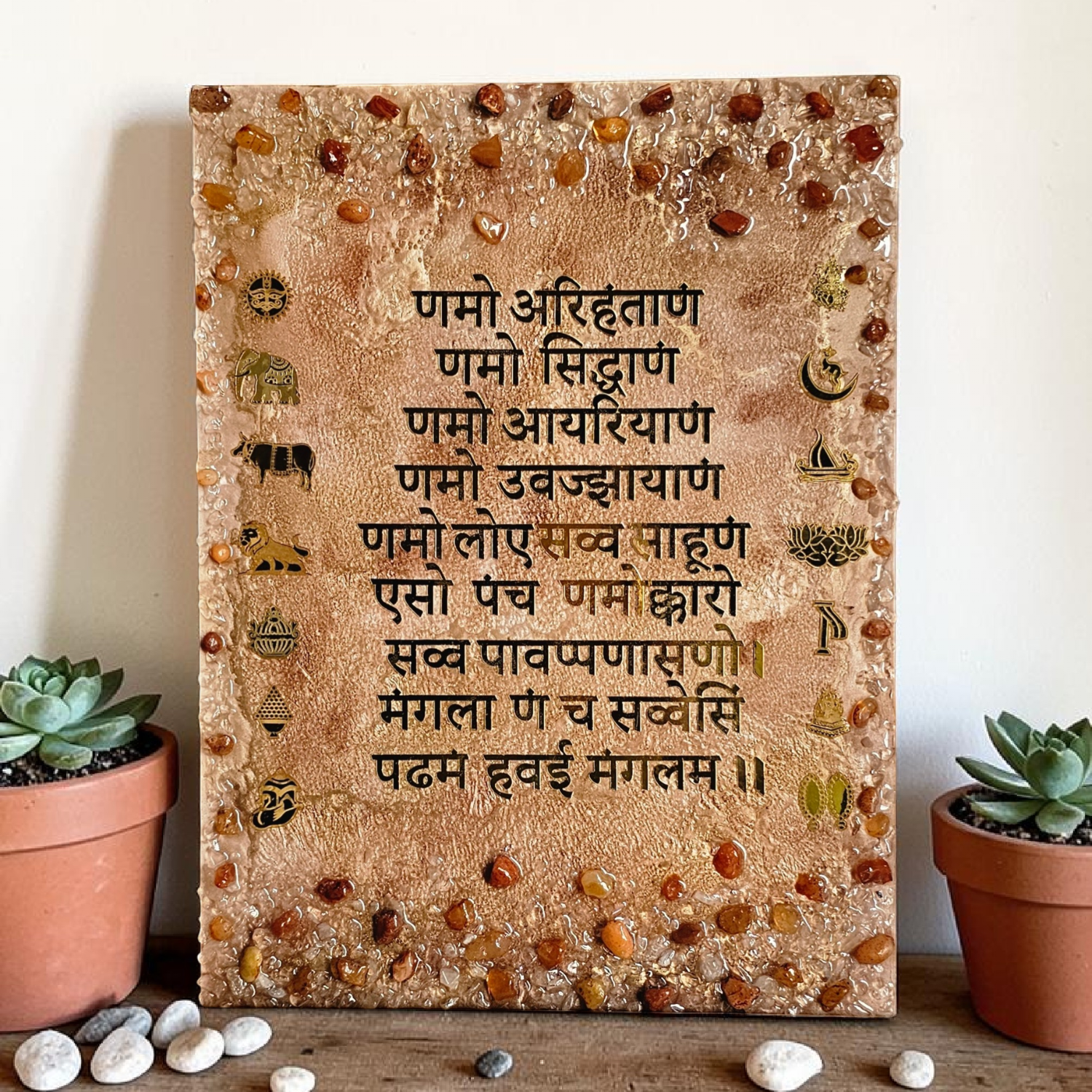 Anahat Kalaa - Red Stone Navkar Mantra Wall Art