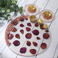 Rose Petal & Gold Resin Art Puja Thali Set