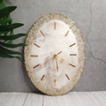 Pearl White & Gold Resin Wall Clock – Handmade Luxury Timepiece