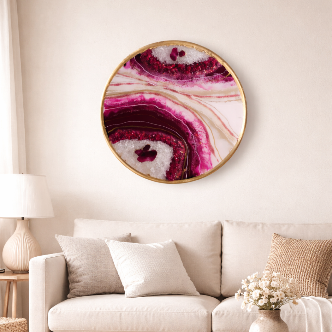 Anahat Kalaa Crimson Geode Wall Art
