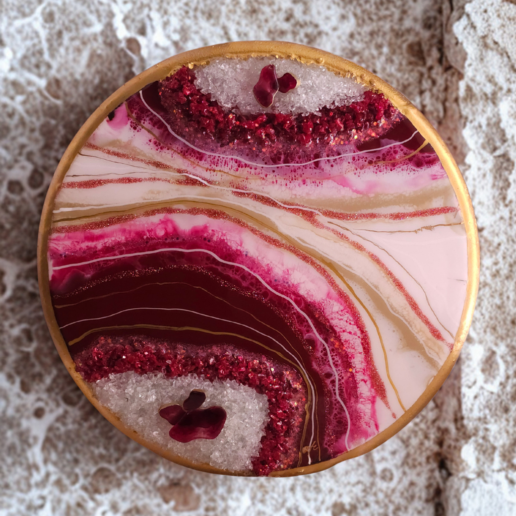 Anahat Kalaa Crimson Geode Wall Art