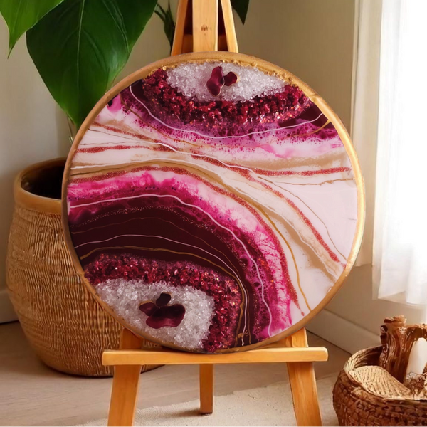 Anahat Kalaa Crimson Geode Wall Art