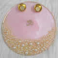 Blush Pearl Om Resin Art Puja Thali